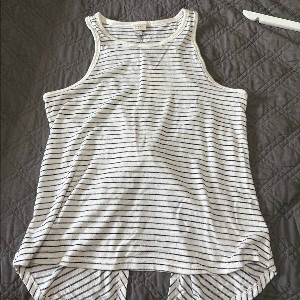 a new day Black and White Striped Tank Top